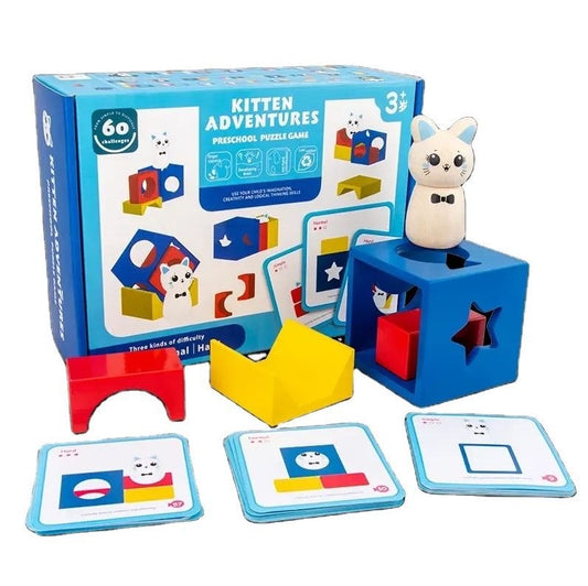 Attīstoša 3D formu puzles spēle ar dažādu formu koka elementiem bērnu telpiskās domāšanas attīstīšanai