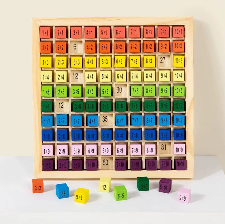 Koka reizināšanas tabulas klucīšu komplekts bērniem