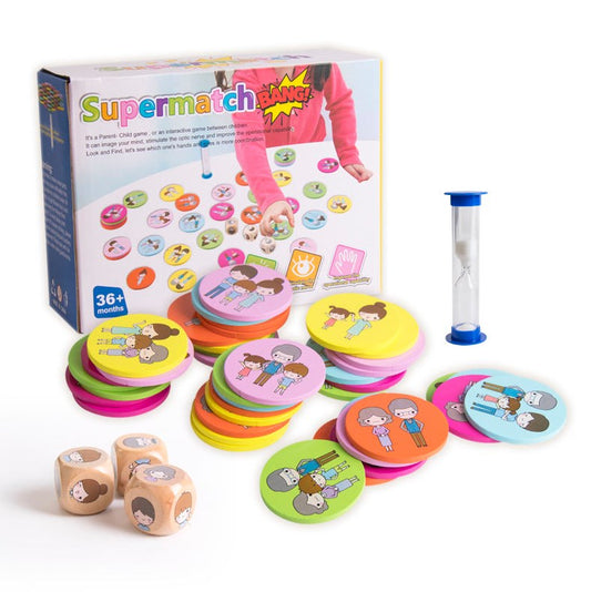 Uzmanības un ātruma spēle bērniem ar koka diskiem 